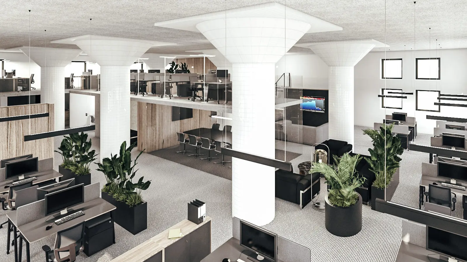 rendering, office space design, Bouda Masár, Spilka Offices, Bratislava, Slovakia