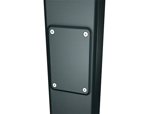 PREFA square downpipe with access pipe, available in sizes 80 and 100 mm, enables easy maintenance and cleaning of roof drainage systems. The integrated access pipe ensures easy access and facilitates the removal of deposits.