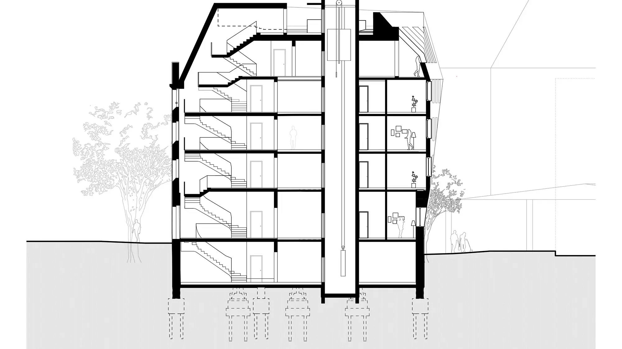 Cross-section of the student residence "The Station".