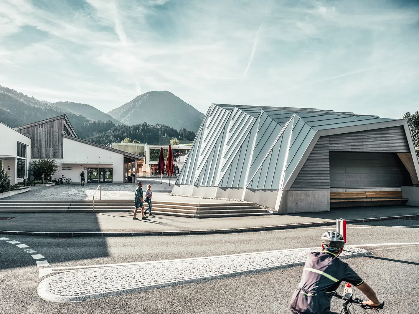 View of the village square and back side of the music pavillon