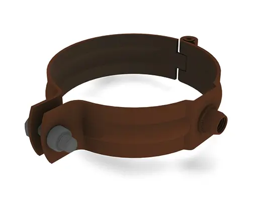 PREFA pipe bracket for downpipe, brown, Ø 60, 80, 100, 120, 150 mm, with M10 thread without pin, stable fastening solution for downpipes.