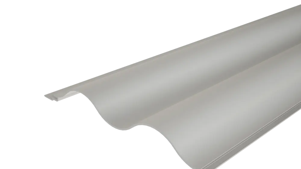 PREFA extruded profile ripple 22/100 with a wavy surface, for façade design or balcony cladding.