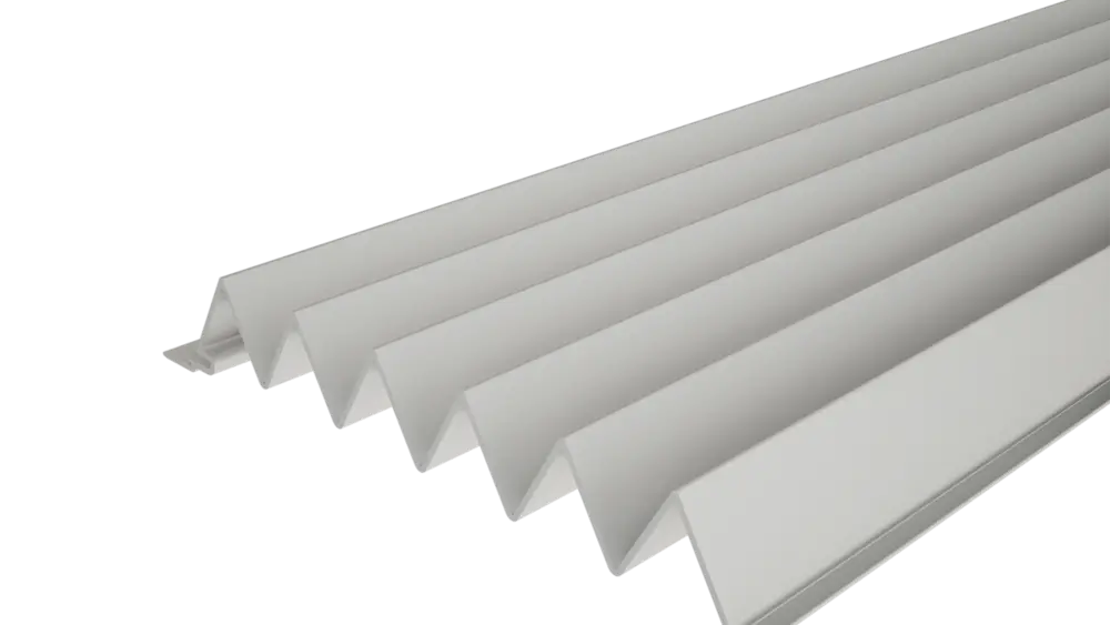 PREFA serrated extruded profile 29/33 with a serrated surface, for façade design or balcony cladding.