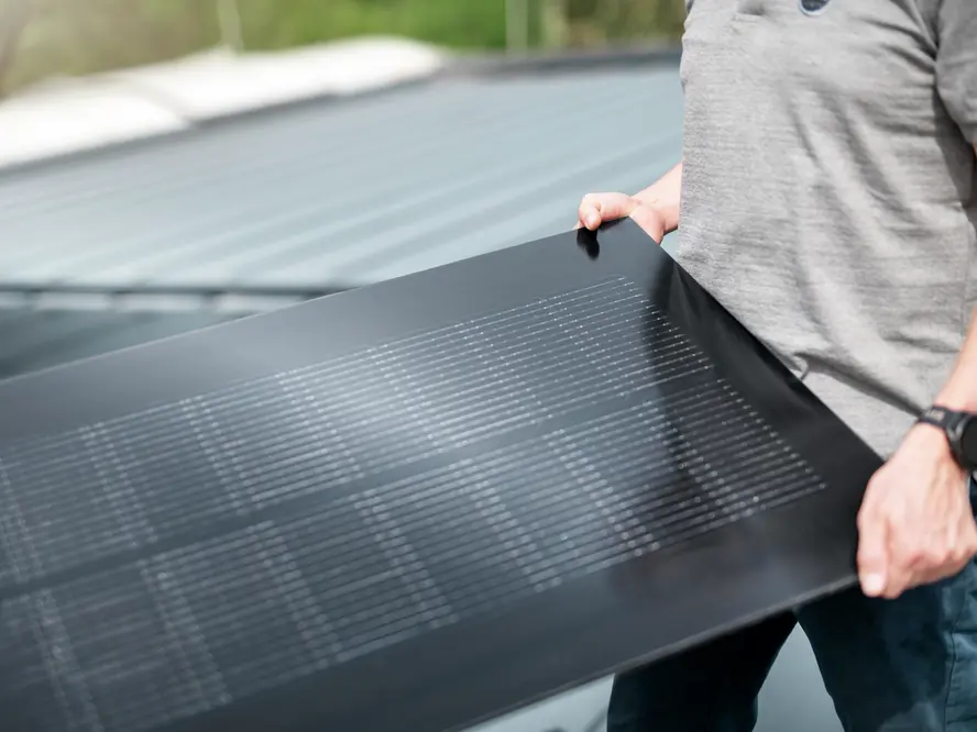 Detailed image of a single PREFALZ solar panel