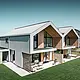 Modern semi-detached houses with PREFALZ (standing seam) building shell, roof and façade are clad with PREFALZ standing seam in patina grey incl. square downpipe
