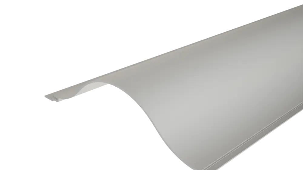 PREFA extruded profile ripple 44/200 with a wavy surface, for façade design or balcony cladding.